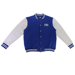 Blue white varsity jacket